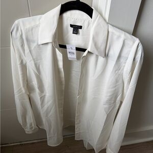 Ann Taylor Cream Button-Up Blouse